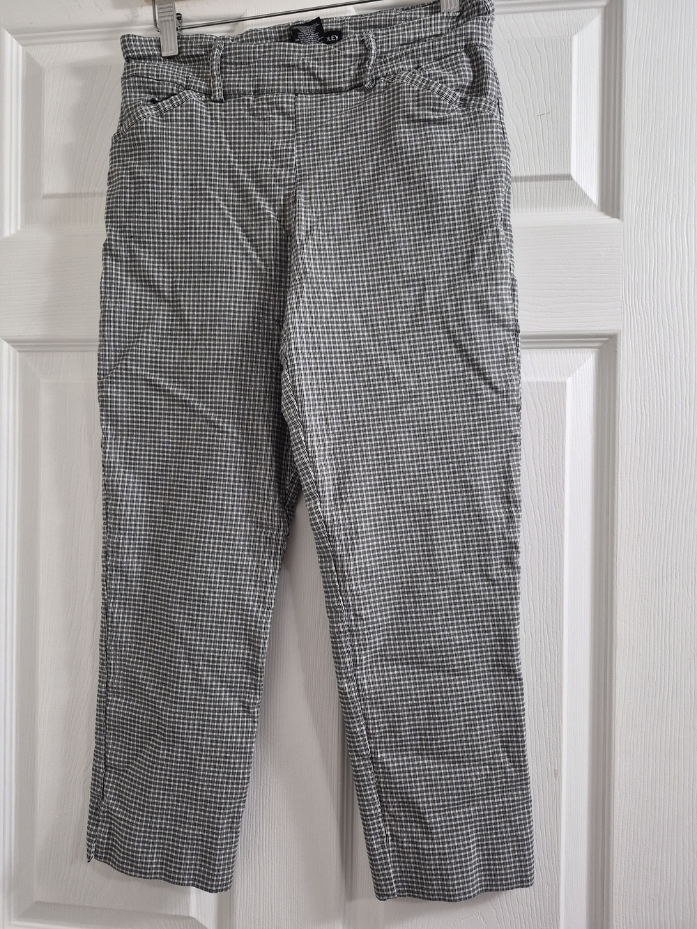 Hilary Radley Black and White Checked Chinos